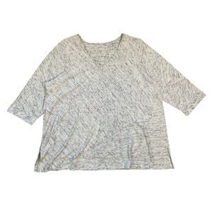 Pure Jill 2X Space Dyed Cotton Tunic Top Gray V Neck Relaxed